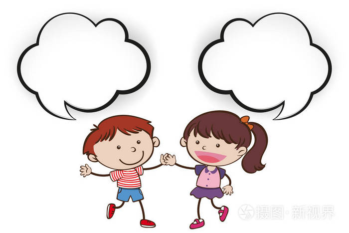 两个言语泡沫的孩子