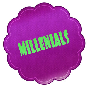 Millenials 在洋红色贴纸上