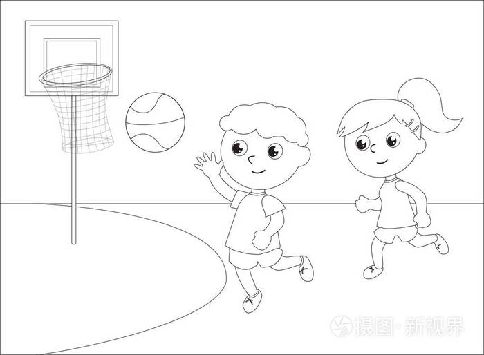 打篮球的简笔画简单图片