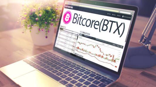 Bitcore 在笔记本电脑屏幕上的成本动态。三维