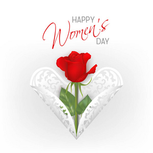 快乐妇女日贺卡与玫瑰