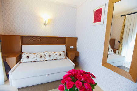 舒适的小酒店卧室装饰为客人