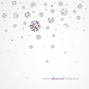 灿烂的矢量降雪。图形设计用钻石和珍珠的抽象背景