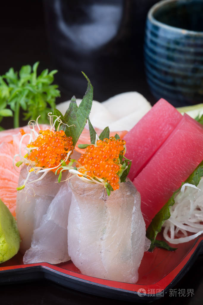 日本料理生鱼片的背景