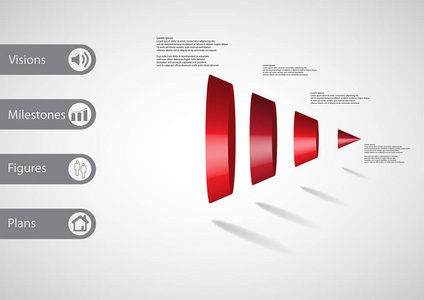 3d 插图信息模板, 圆锥垂直分为四部分