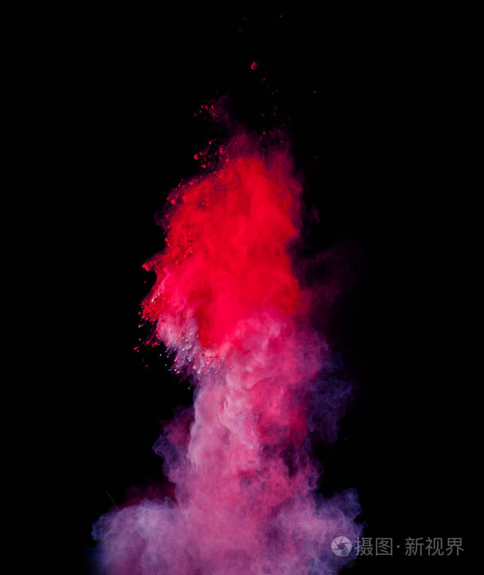 黑色背景下的抽象彩色粉末爆炸