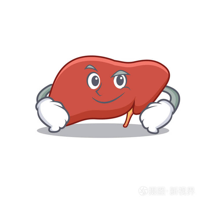 傻笑的肝脏字符卡通风格