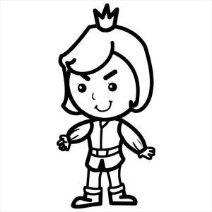 可爱的卡通王子在白色背景的儿童版画, t恤, 彩色书, 有趣和友好的性格的孩子