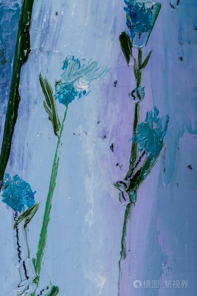 油画静物画画布上的花朵纹理