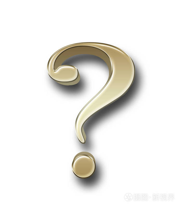 股票插图-问号, 3d 插图, 孤立的白色背景