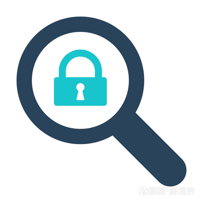 放大镜图标和安全,保护,隐私符号