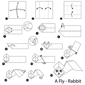 一步一步说明如何制作折纸一只飞兔