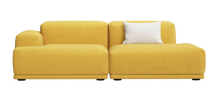 现代斯堪的纳维亚设计沙发上的白色背景隔离。数字插图. 3 d 渲染