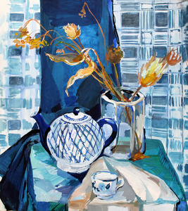 水粉绘画下雨绘画的水壶的静物水粉颜色照片