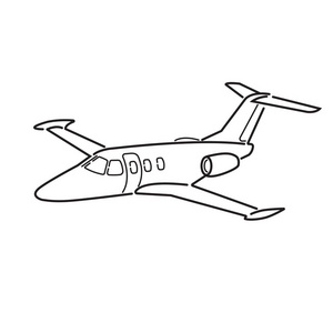 小型私人飞机矢量。公务机的插图。豪华双引擎飞机
