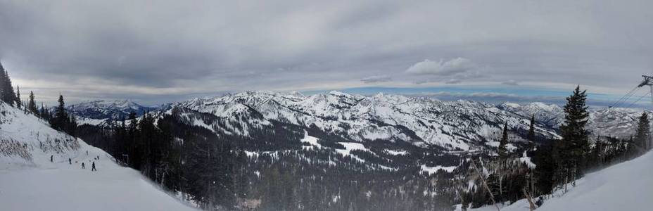 冬季壮丽的景色围绕瓦萨奇前洛基山脉, 布莱顿滑雪胜地, 靠近盐湖和希山谷, 公园城, 美国