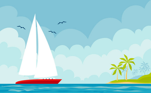 小船和夏天海洋风景