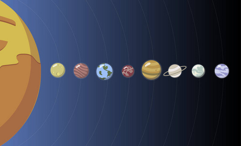 太阳系教育的多彩插图