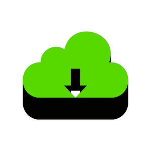 云技术标志。矢量.绿色3d 图标, 黑色边上