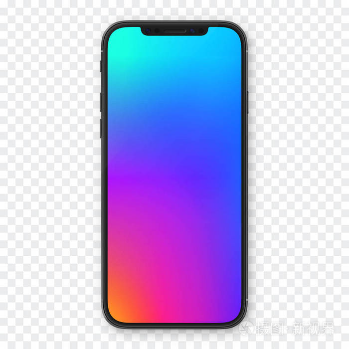 黑色智能手机与空白白色屏幕.高详细的现实智能手机样机.