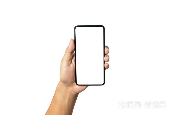 手持手机空白在白屏和白色 backgrou