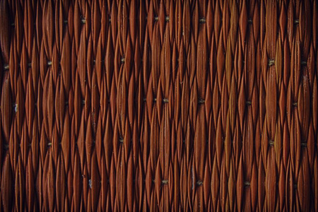 传统泰式的自然背景棕色工艺品编织纹理柳条表面家具材料