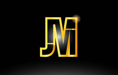 金色黑色字母表字母 jm j m 徽标组合图标设计照片