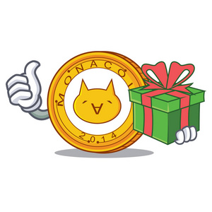 配礼品 Monacoin 吉祥物卡通风格