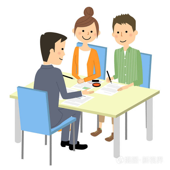 会议, 签署合同/推销员和来访者签订合同的插图