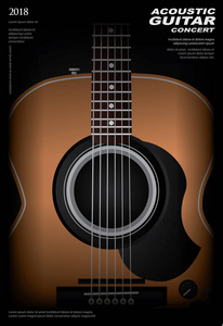 吉他音乐会海报背景模板矢量图图片