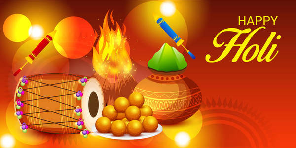 传统彩色印度节日快乐红节的背景矢量插图