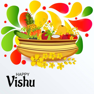 快乐 Vishu 背景的矢量插图