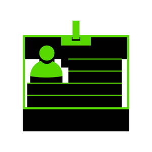 身份证号。矢量.绿色3d 图标, 黑色侧面白色 bac