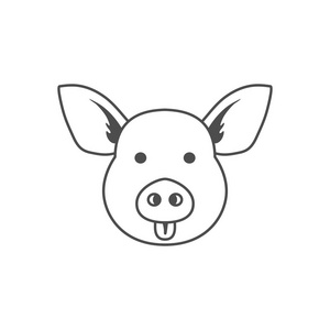 猪向量图标。符号轮廓设计