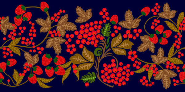 俄罗斯民间艺术风格花卉印花