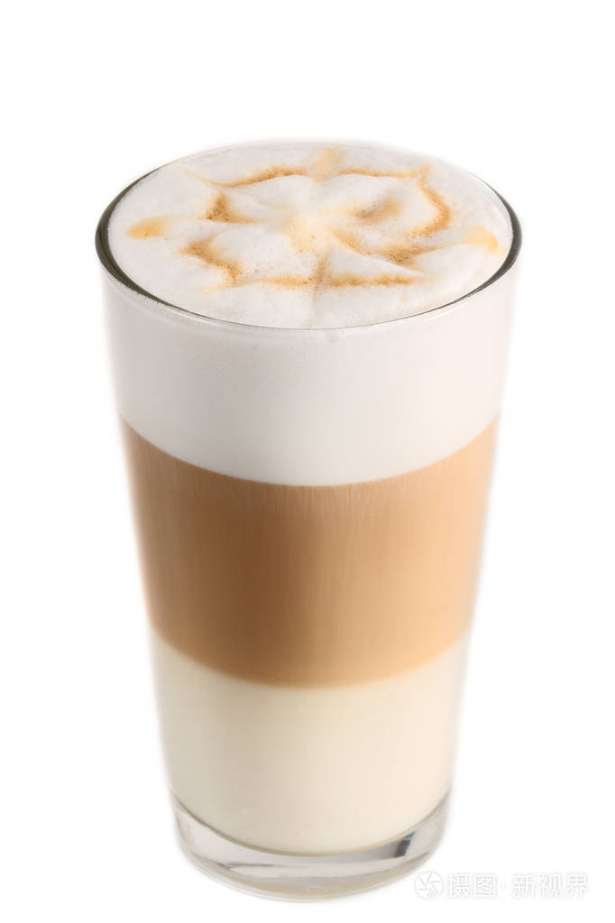 用焦糖玻璃杯卡布奇诺