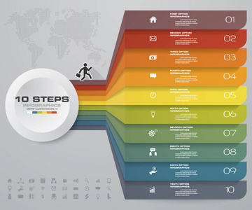 10步现代 Infografics 模板。用于数据演示。Eps 10