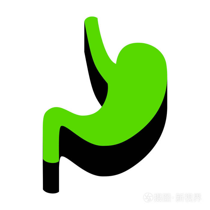 胃标志.矢量.绿色3d 图标与黑色 si