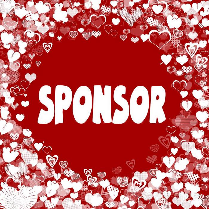 红色背景的赞助商文本的心框