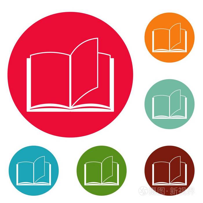 书页图标圆圈设置向量插画-正版商用图片04afdi-摄图新视界