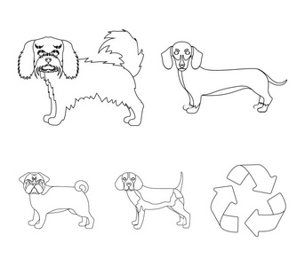 狗, 动物, 家庭, 和其他网页图标的轮廓样式。腊肠, 马耳他, 斗牛犬图标集合收藏