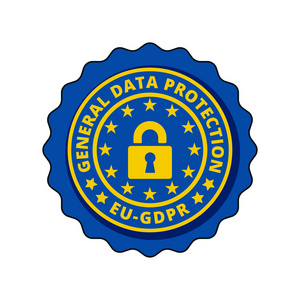 欧盟Gdpr 平面标签与挂锁图标, 矢量, 插图