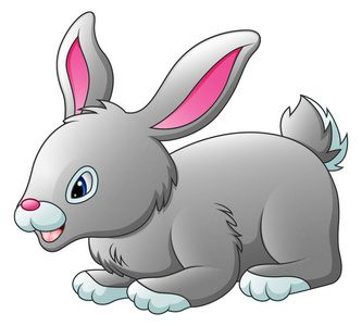 矢量图的可爱的兔子卡通孤立在白色背景