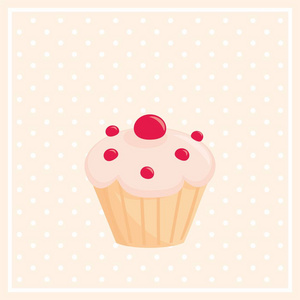 甜矢量蛋糕白色圆点粉红色背景
