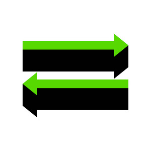 箭头简单的标志。矢量.绿色的3d 图标与黑色的一面在惠特