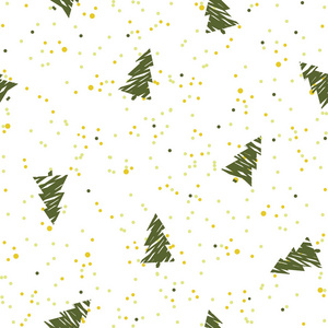 绿色圣诞树的矢量无缝模式