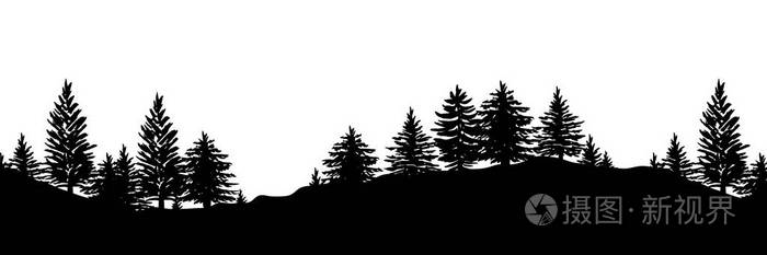 插画 森林树木剪影背景.eps