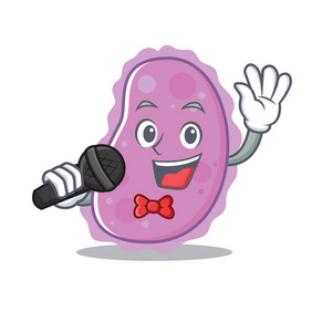歌唱细菌吉祥物卡通风格