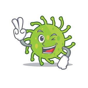 两指绿色细菌卡通人物