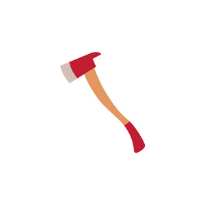 白色背景木柄和红色金属刀片的消防斧